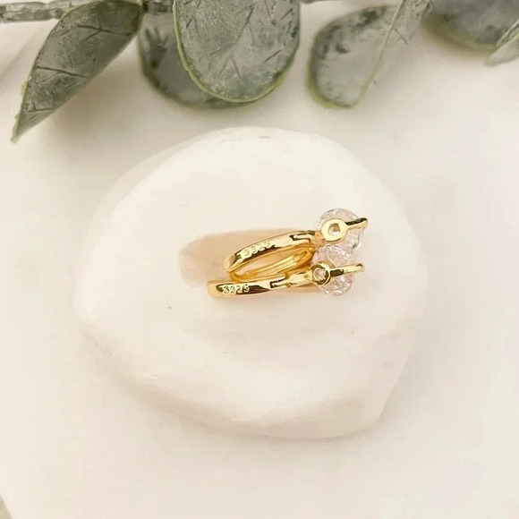 925 Sterling Silver Diamond Huggie Earrings Small Hoop Earrings Dainty Hoops - Picture 14 of 14